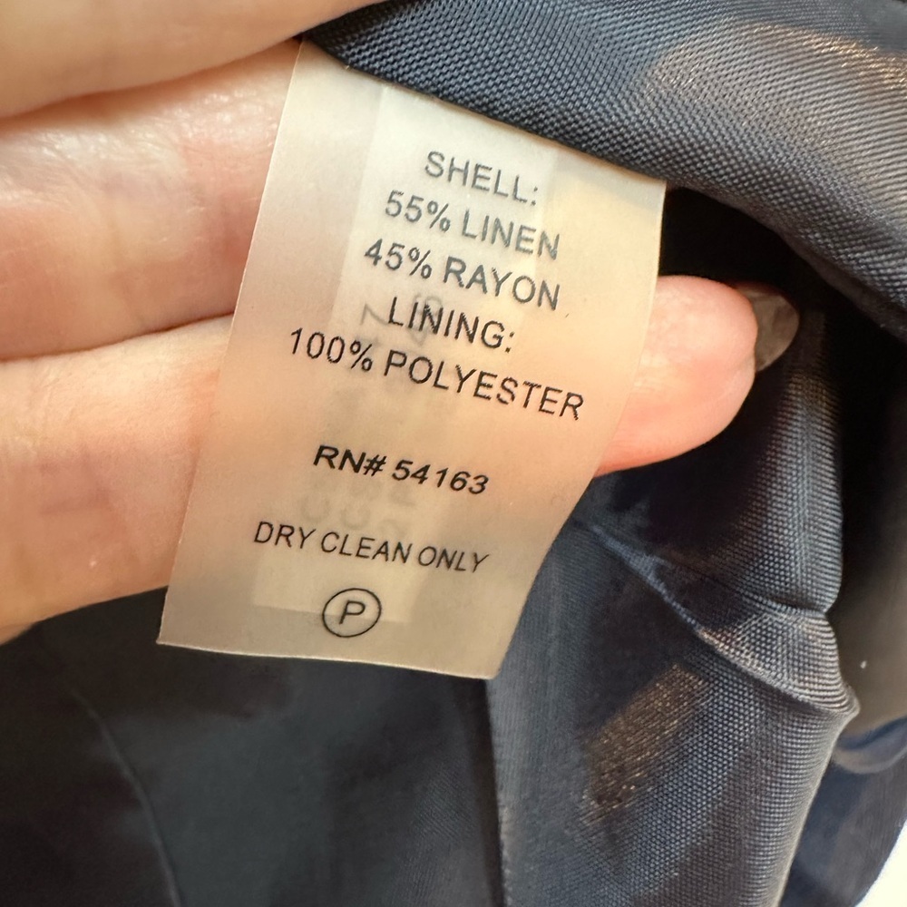 Calvin Klein Navy Linen Blend Classic Suit Blazer Jacket Women’s Size 8 Medium - Picture 6 of 7
